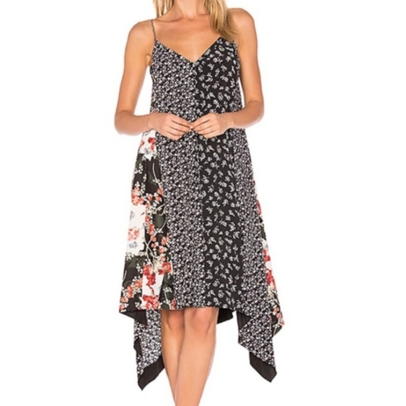 Rag & Bone Londar Asymetrical Floral Patchwork Dress Size Large - Picture 1 of 7